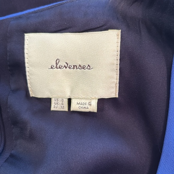 Anthropologie Elevenses Beca Blue Colorblock Wide Leg Jumpsuit Size 0. B24 - Picture 6 of 8